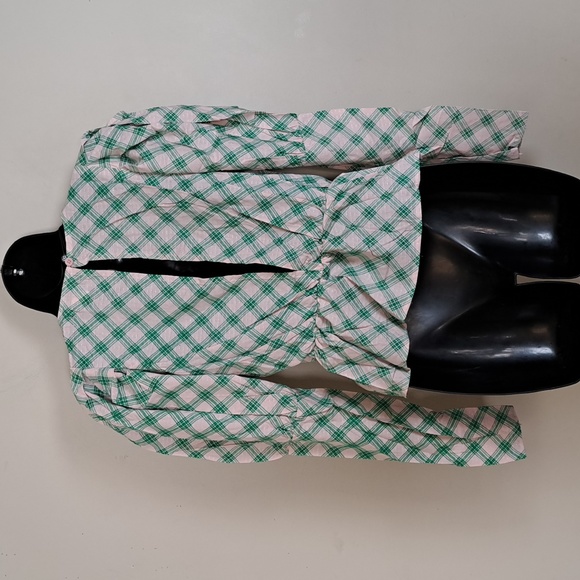 ASOS Daisy Street Check Balloon Sleeve Top Pink Green - Picture 8 of 14